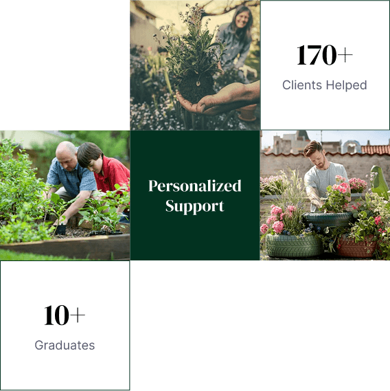 Infographic displaying statistics on gardening consultation services